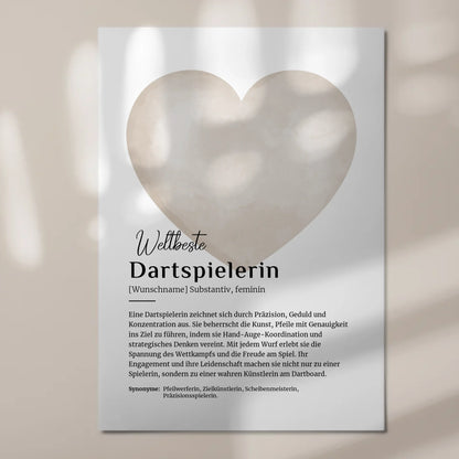 Fotoboard Poster Magnetisch Dartspielerin mit Namen Geschenk