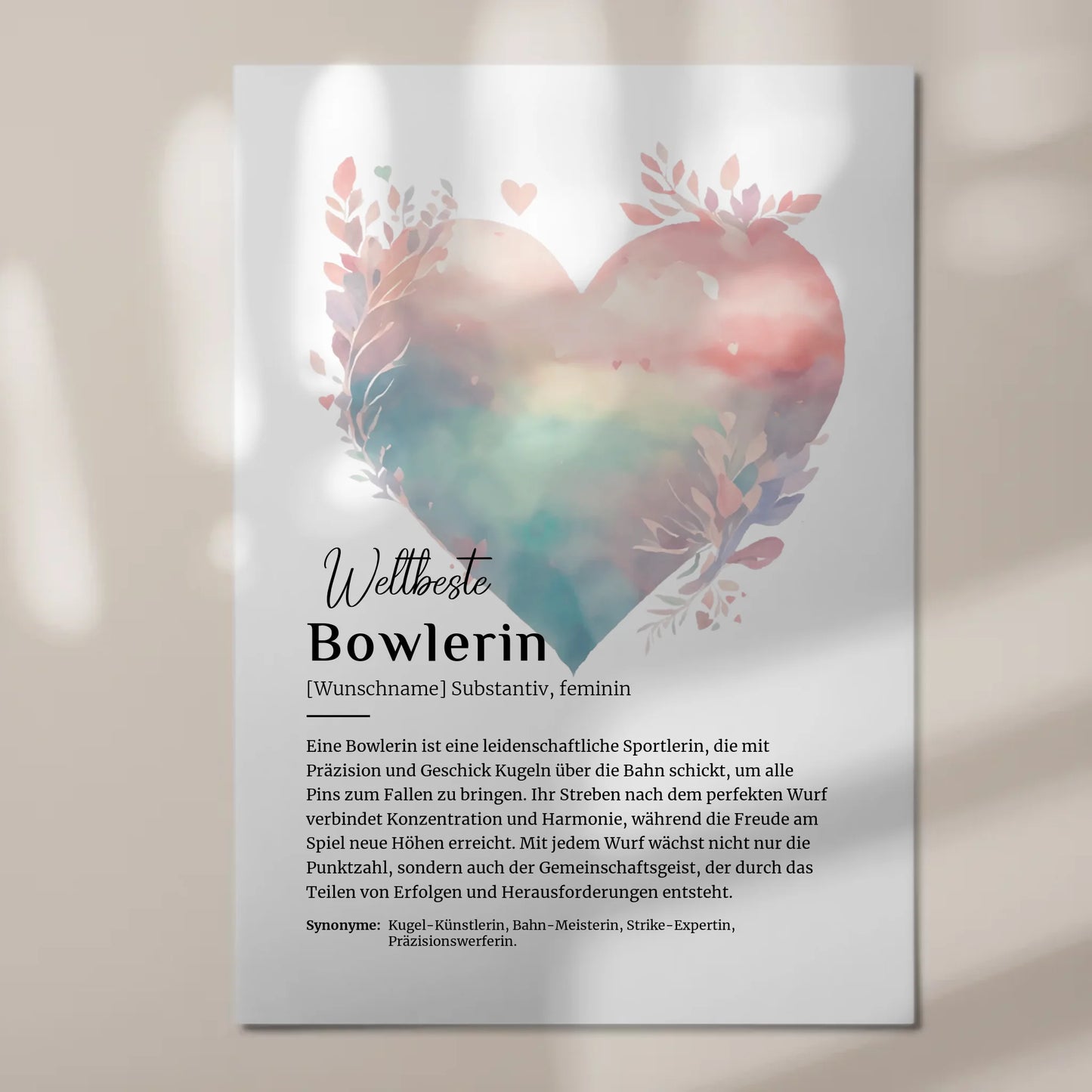 Magnetposter Fotoboard Bowlerin Bowling mit Namen Geschenk
