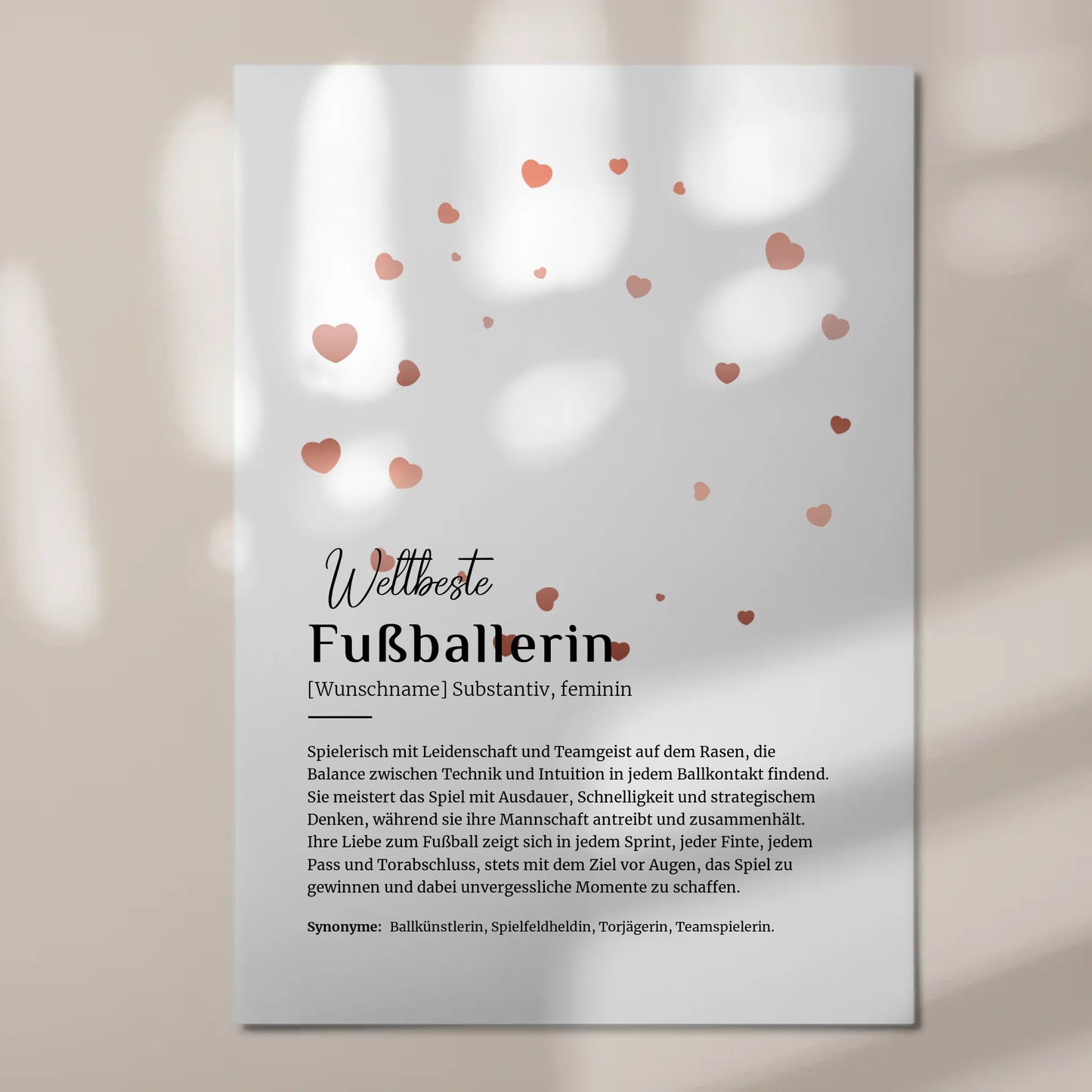 Magnetposter Fotoboard Fußballerin mit Namen Geschenk