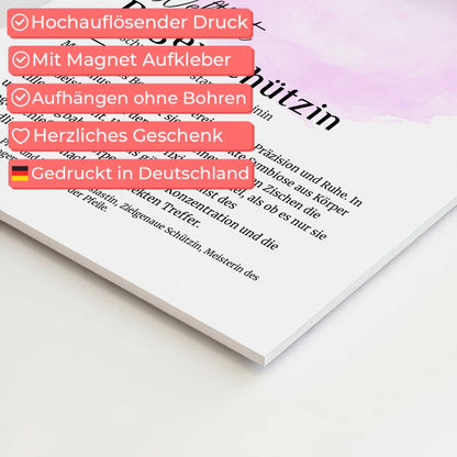 Fotoboard Magnetisch Bogenschützin mit Namen Geschenk