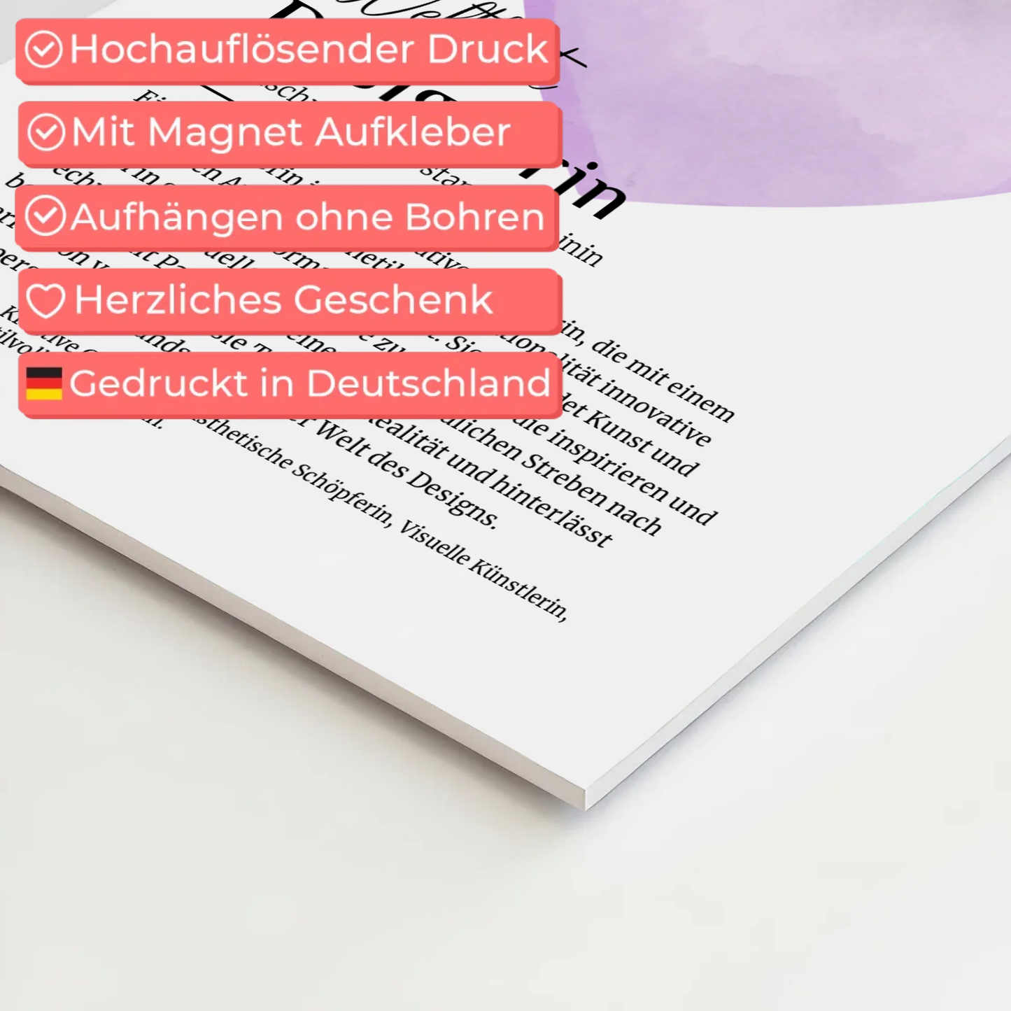 Magnetisches Fotoboard Designerin Design mit Namen Geschenk