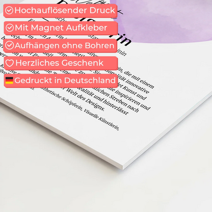 Magnetisches Fotoboard Designerin Design mit Namen Geschenk