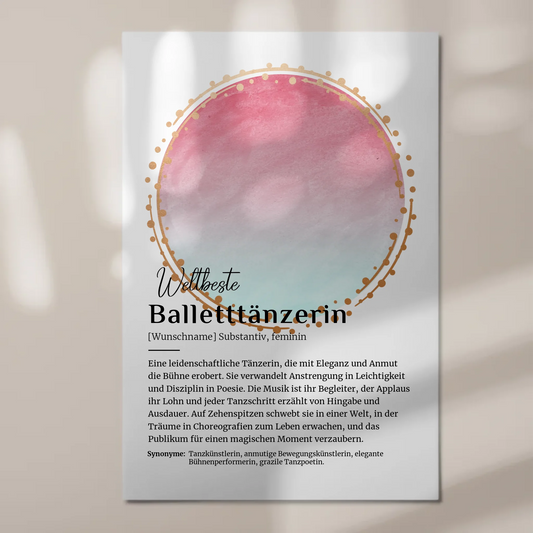 Fotoboard Magnetisch Balletttänzerin mit Namen Geschenk