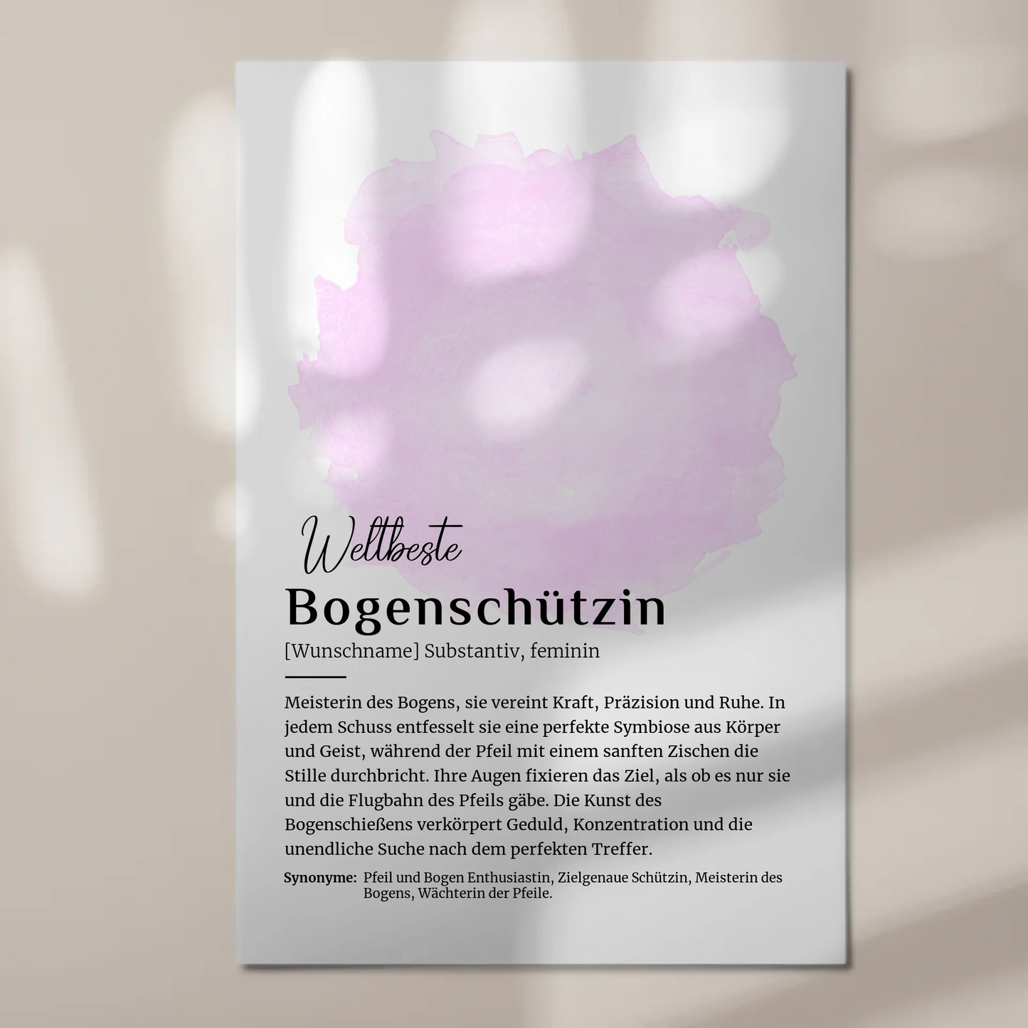 Fotoboard Magnetisch Bogenschützin mit Namen Geschenk