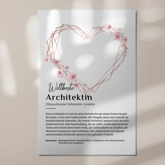 Magnetisches Poster Architektin Architektur mit Namen Geschenk