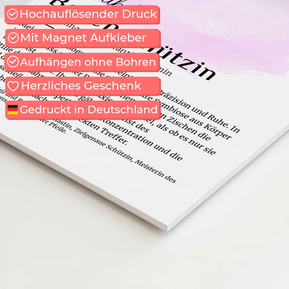 Fotoboard Magnetisch Bogenschützin mit Namen Geschenk