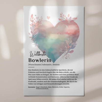 Magnetposter Fotoboard Bowlerin Bowling mit Namen Geschenk