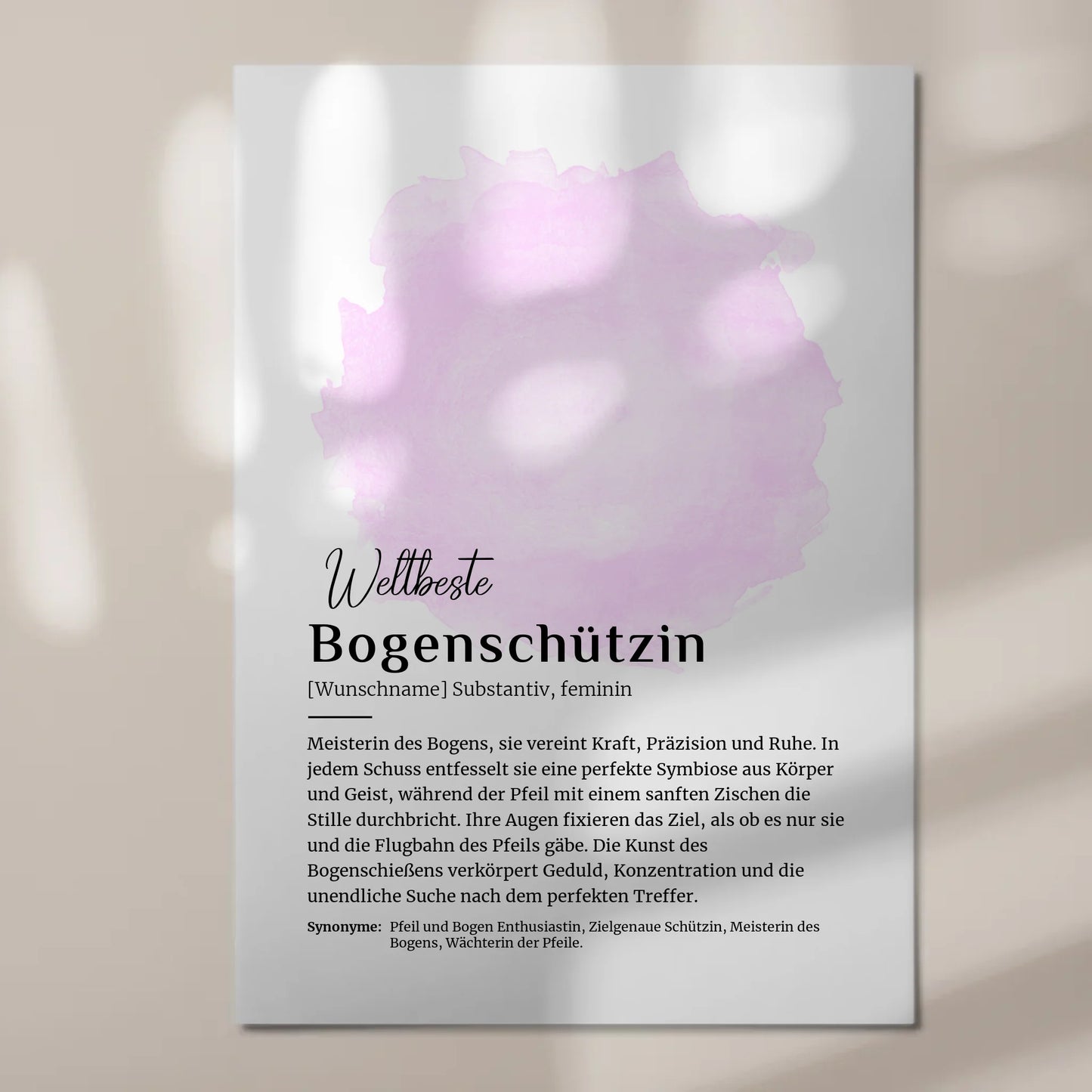 Fotoboard Magnetisch Bogenschützin mit Namen Geschenk
