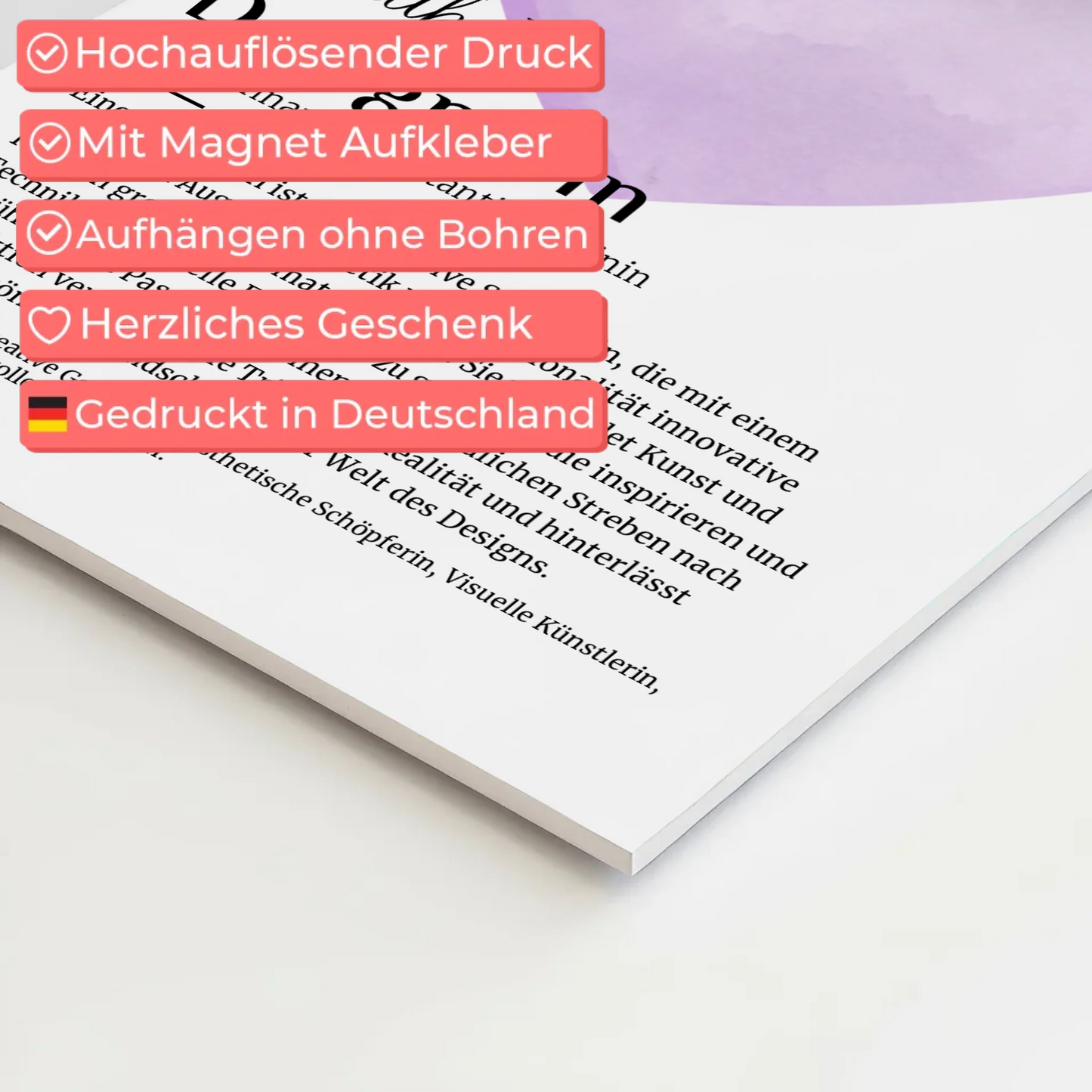 Magnetisches Fotoboard Designerin Design mit Namen Geschenk