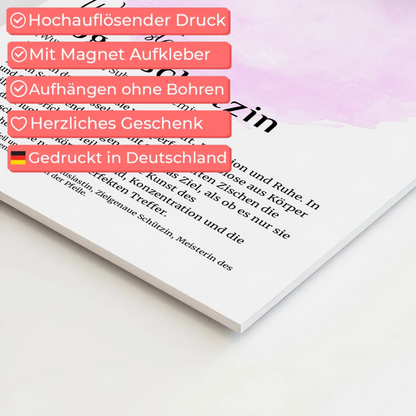 Fotoboard Magnetisch Bogenschützin mit Namen Geschenk