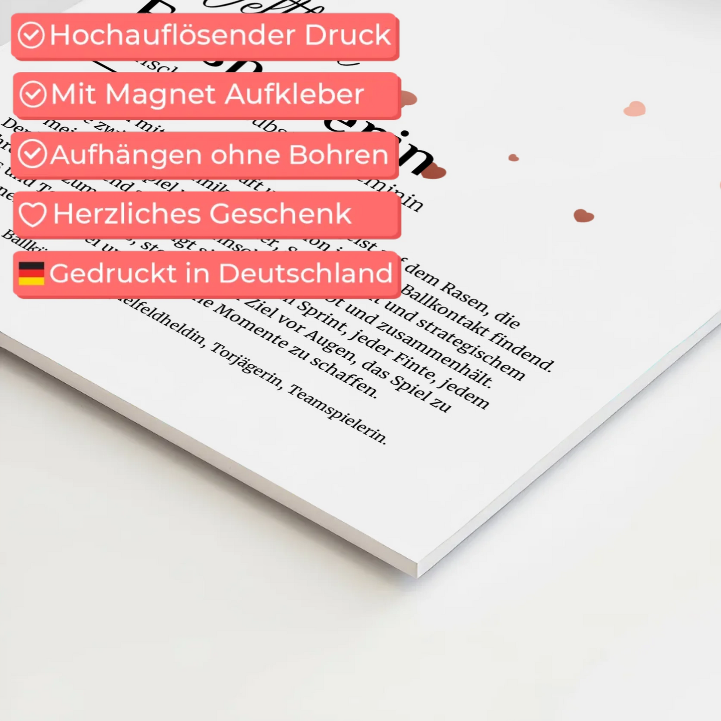 Magnetposter Fotoboard Fußballerin mit Namen Geschenk