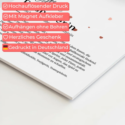Magnetposter Fotoboard Fußballerin mit Namen Geschenk