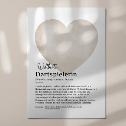 Fotoboard Poster Magnetisch Dartspielerin mit Namen Geschenk
