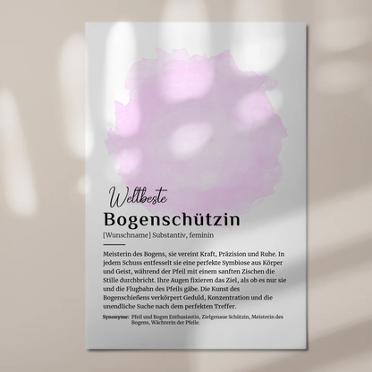 Fotoboard Magnetisch Bogenschützin mit Namen Geschenk
