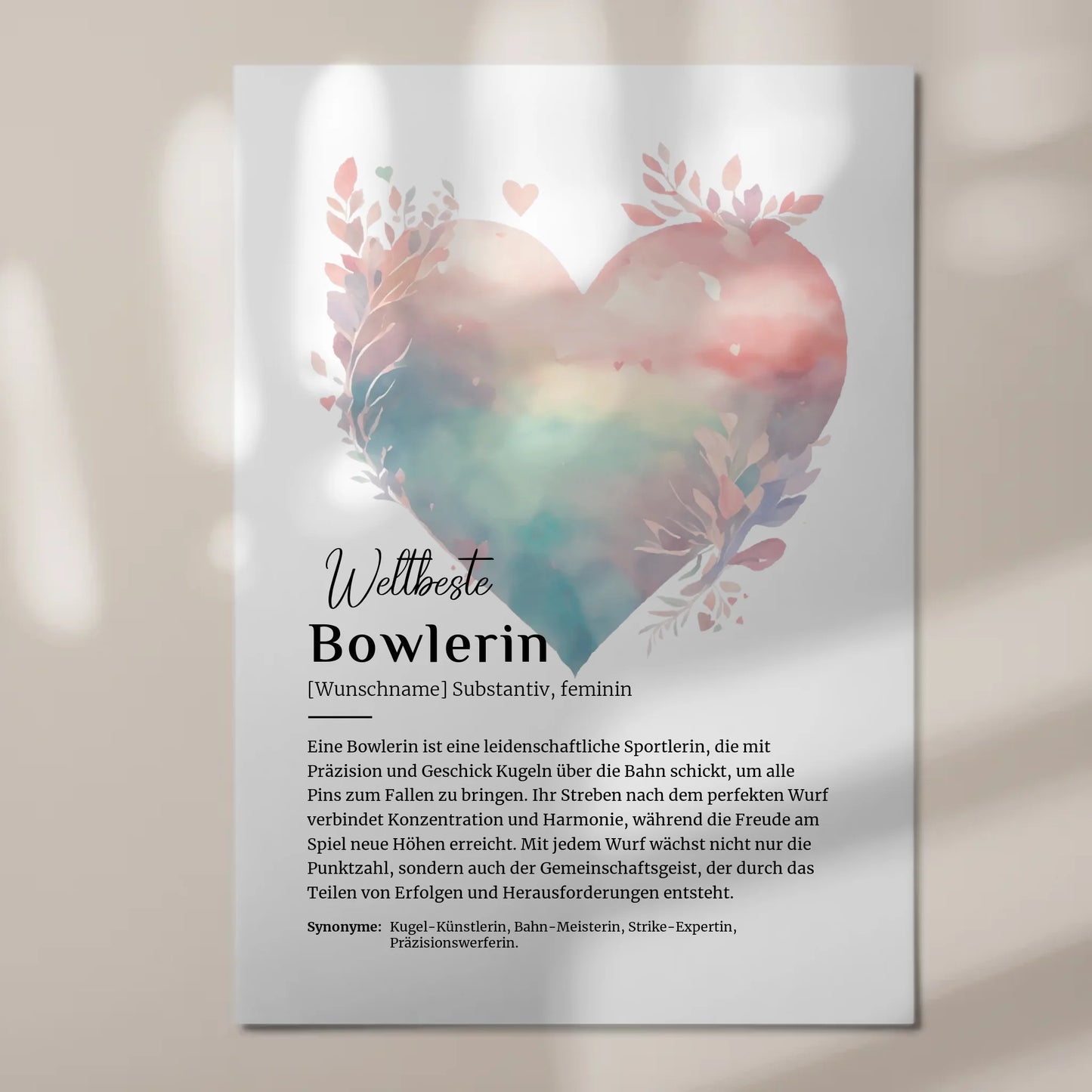 Magnetposter Fotoboard Bowlerin Bowling mit Namen Geschenk