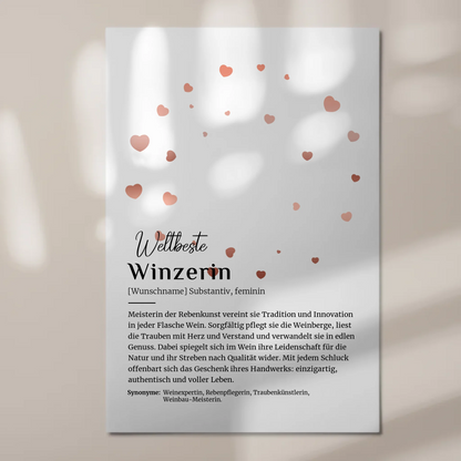 Magnetisches Poster Winzerin mit Namen Geschenkidee