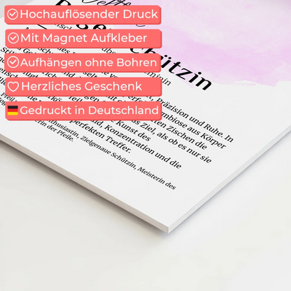 Fotoboard Magnetisch Bogenschützin mit Namen Geschenk