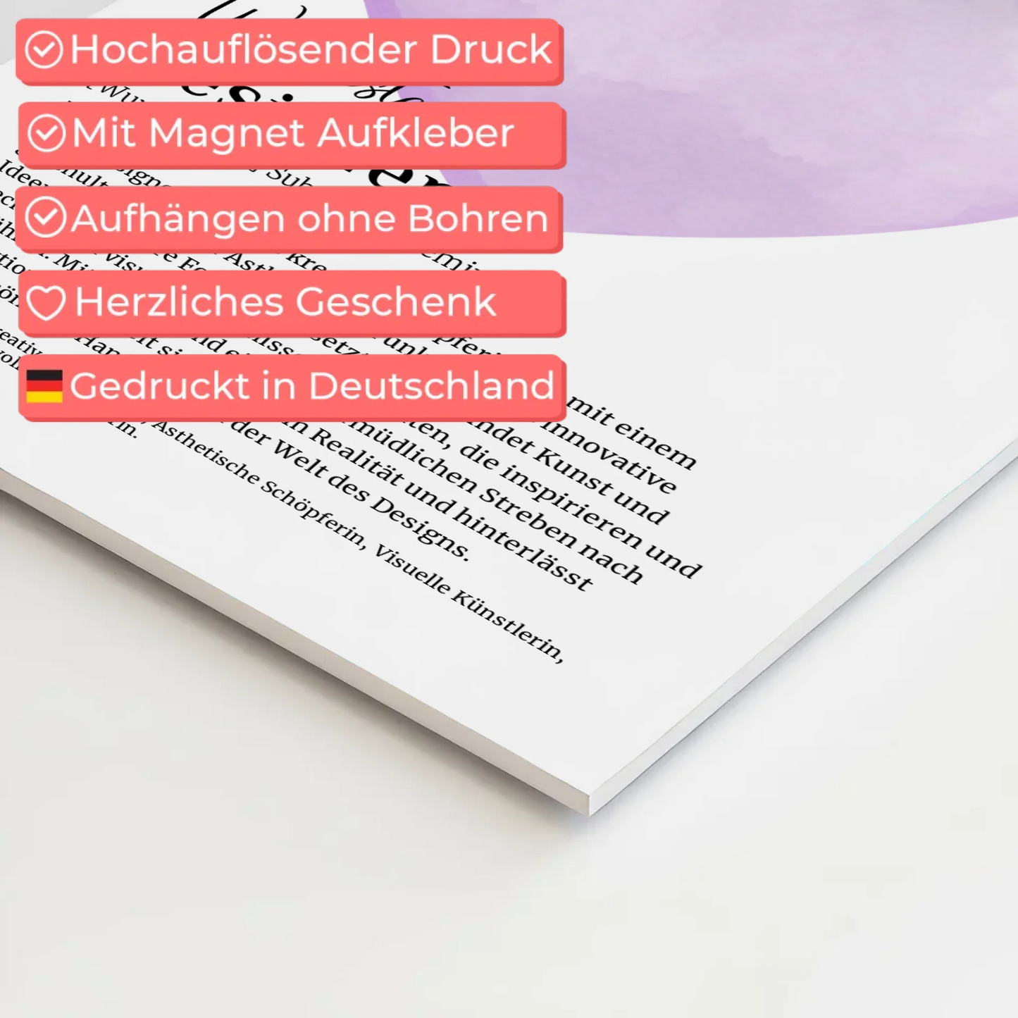 Magnetisches Fotoboard Designerin Design mit Namen Geschenk