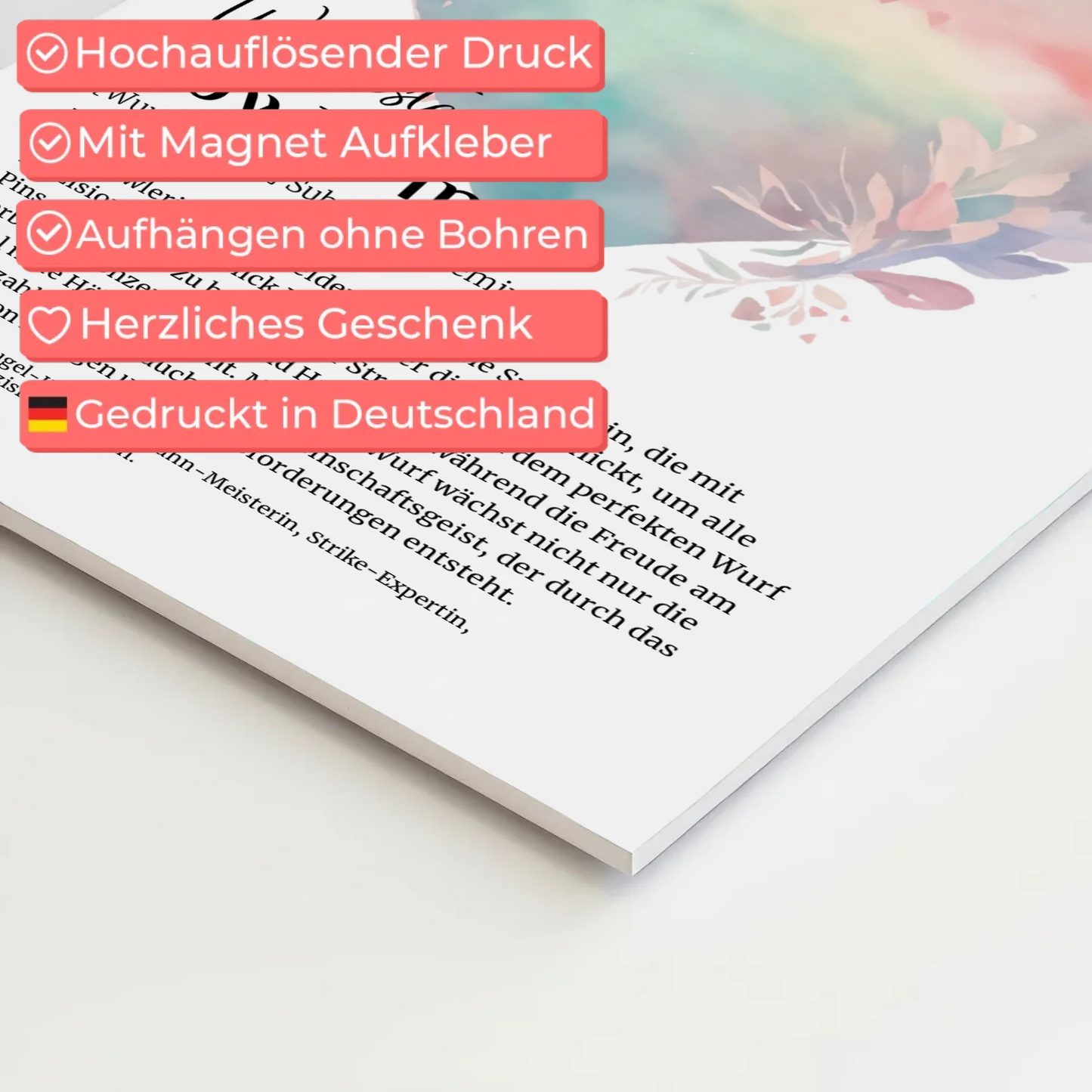 Magnetposter Fotoboard Bowlerin Bowling mit Namen Geschenk