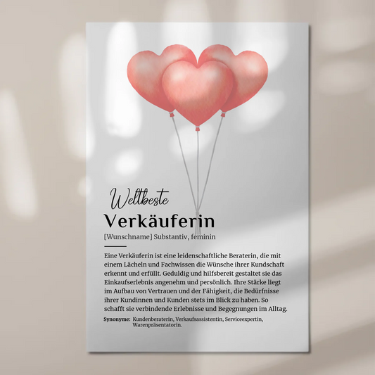 Fotoboard Magnet Wandbild Verkäuferin mit Namen Geschenkidee