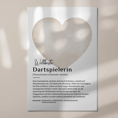 Fotoboard Poster Magnetisch Dartspielerin mit Namen Geschenk