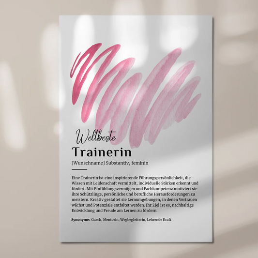 Magnetposter Fotoboard Trainerin mit Namen Geschenk