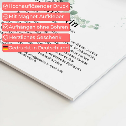 Fotoboard Poster Magnetisch Zahnärztin mit Namen Geschenk