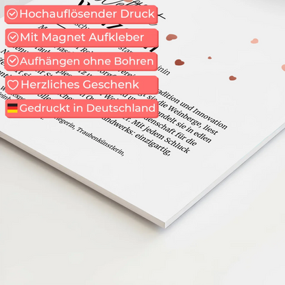 Magnetisches Poster Winzerin mit Namen Geschenkidee