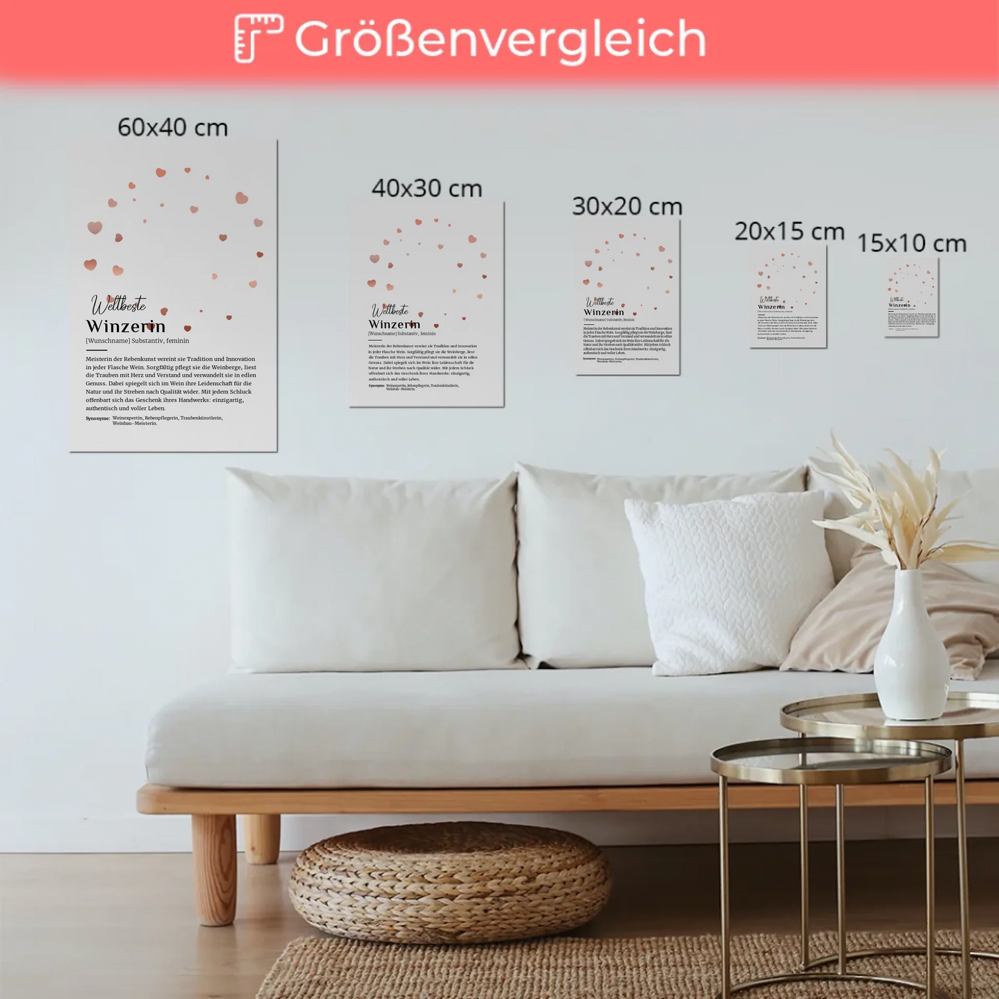 Magnetisches Poster Winzerin mit Namen Geschenkidee