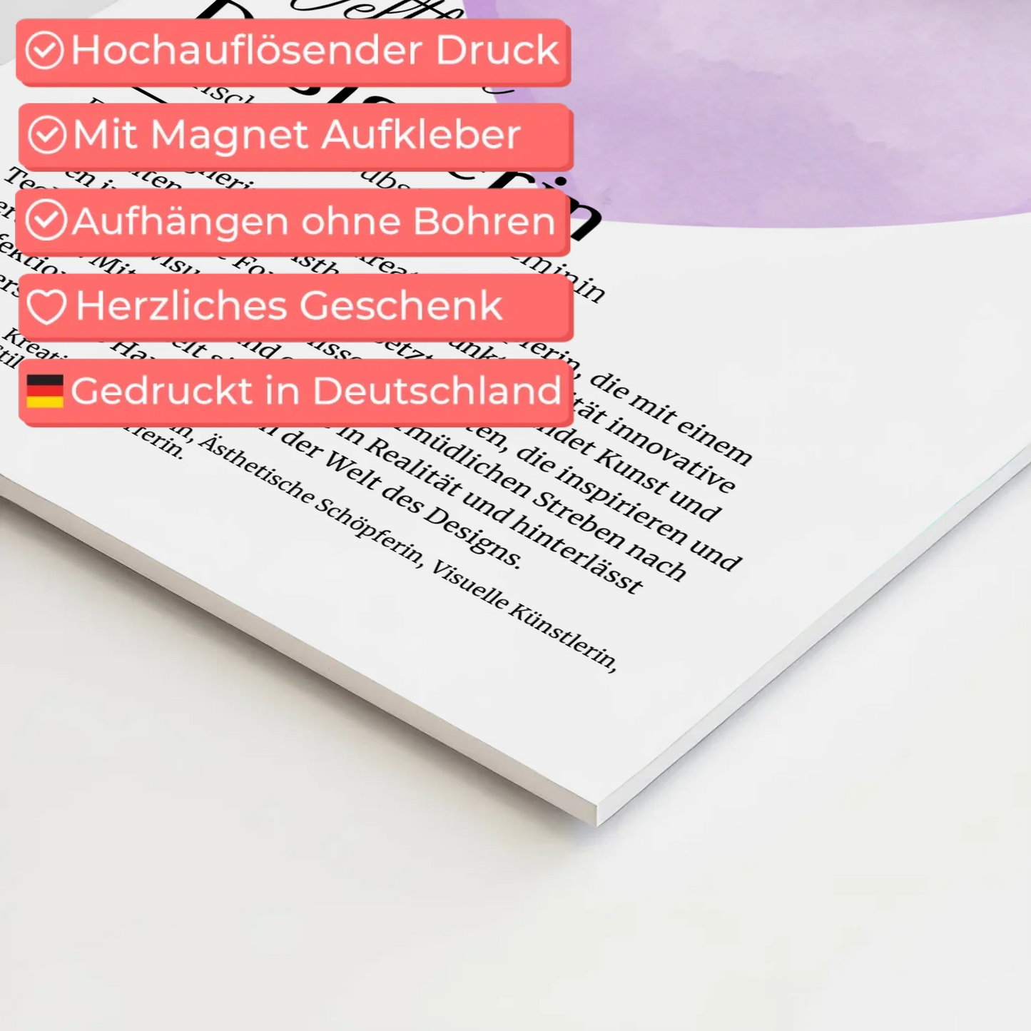 Magnetisches Fotoboard Designerin Design mit Namen Geschenk