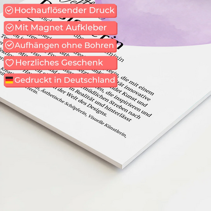 Magnetisches Fotoboard Designerin Design mit Namen Geschenk