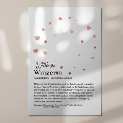 Magnetisches Poster Winzerin mit Namen Geschenkidee