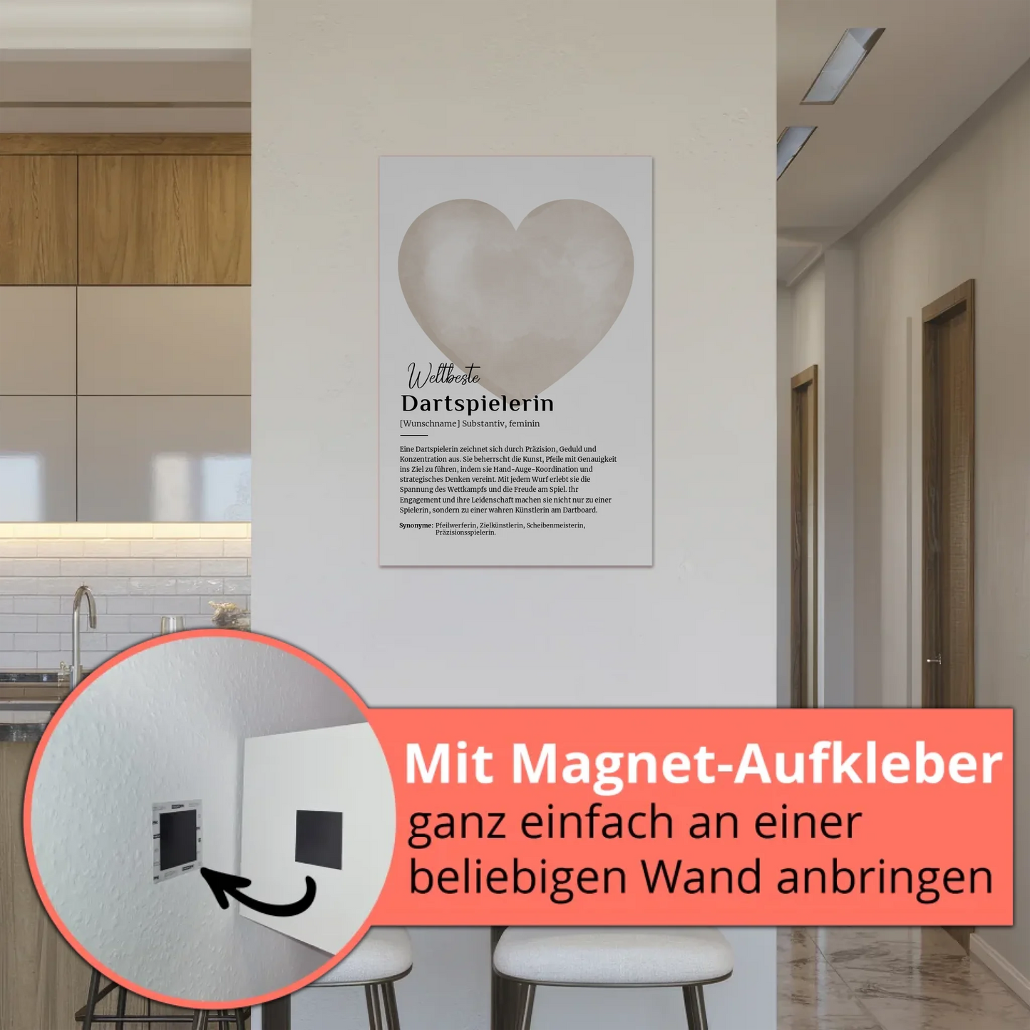 Fotoboard Poster Magnetisch Dartspielerin mit Namen Geschenk