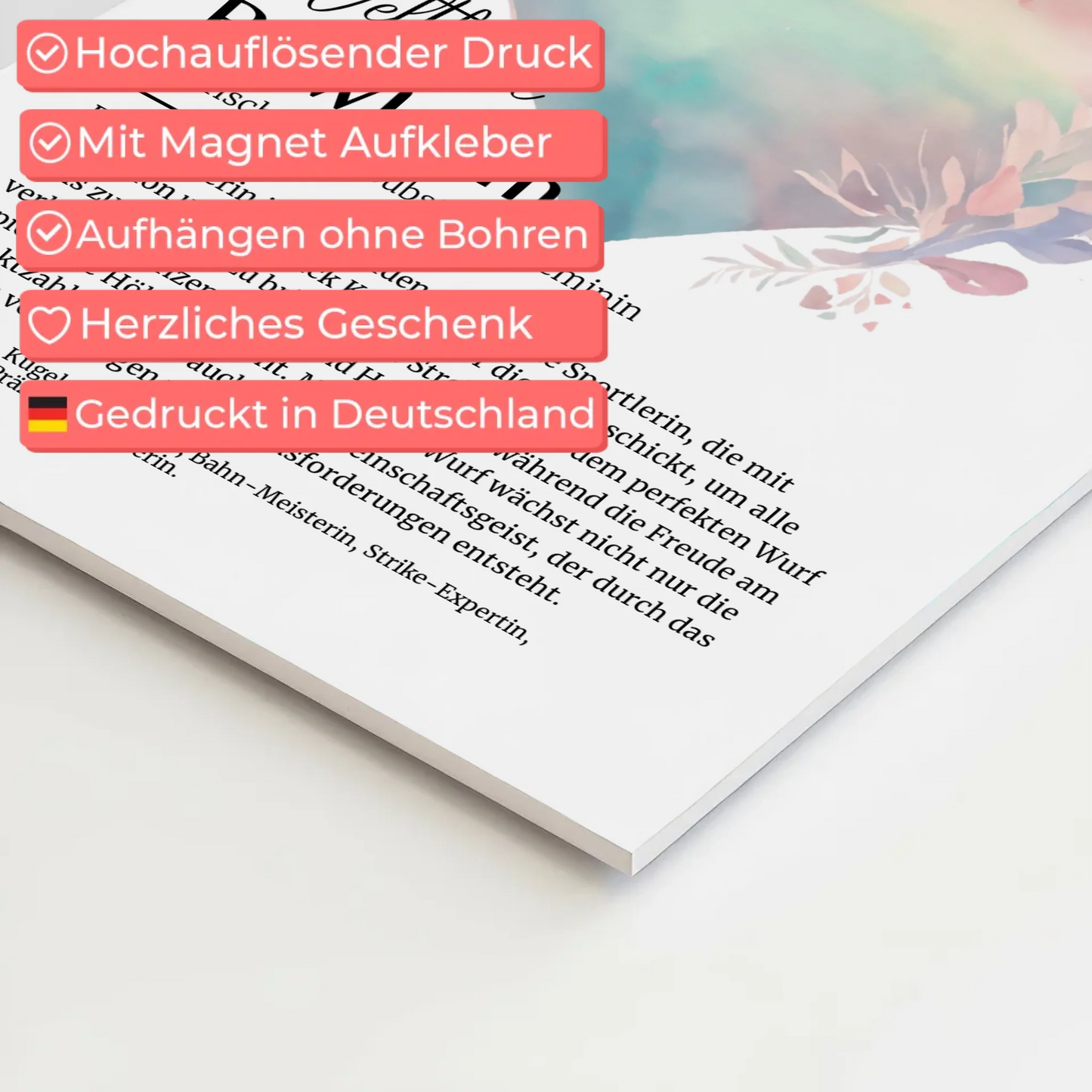 Magnetposter Fotoboard Bowlerin Bowling mit Namen Geschenk