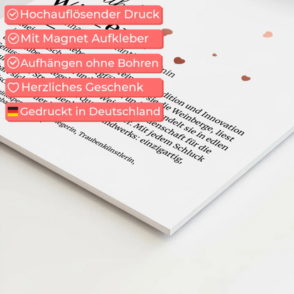 Magnetisches Poster Winzerin mit Namen Geschenkidee