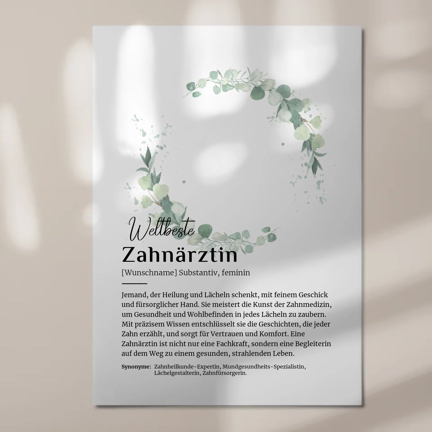 Fotoboard Poster Magnetisch Zahnärztin mit Namen Geschenk