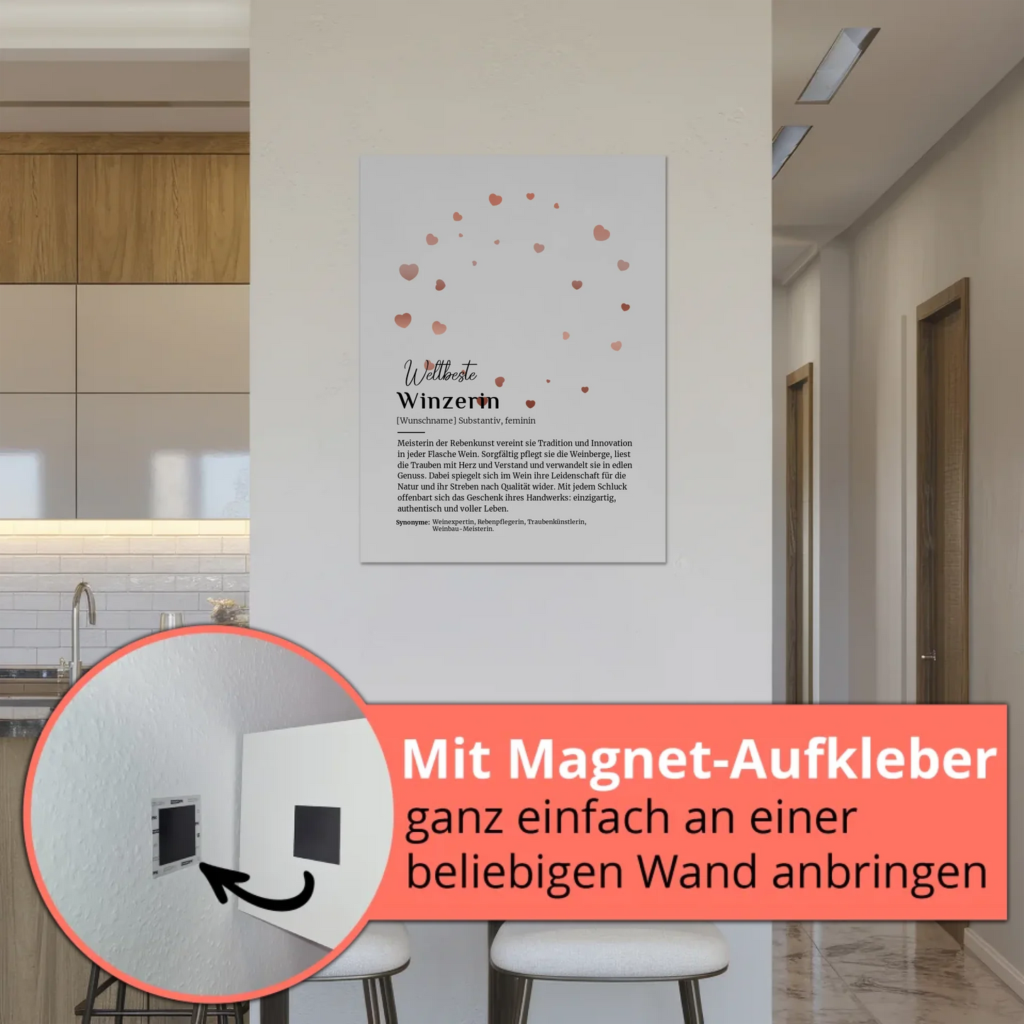 Magnetisches Poster Winzerin mit Namen Geschenkidee