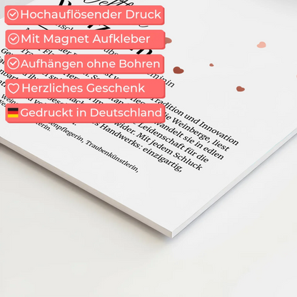 Magnetisches Poster Winzerin mit Namen Geschenkidee