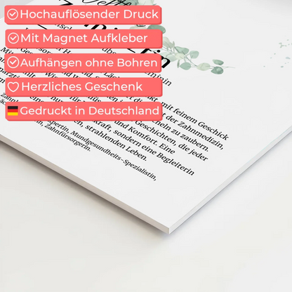 Fotoboard Poster Magnetisch Zahnärztin mit Namen Geschenk