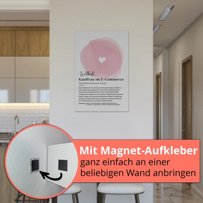 Fotoboard Magnet Wandbild Kauffrau E-Commerce Geschenk