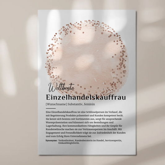 Magnetposter Fotoboard Einzelhandelskauffrau mit Namen Geschenk