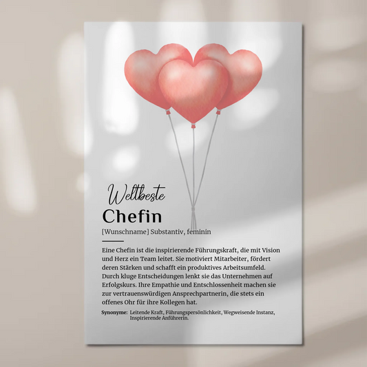 Magnetisches Poster Chefin mit Namen Geschenkidee