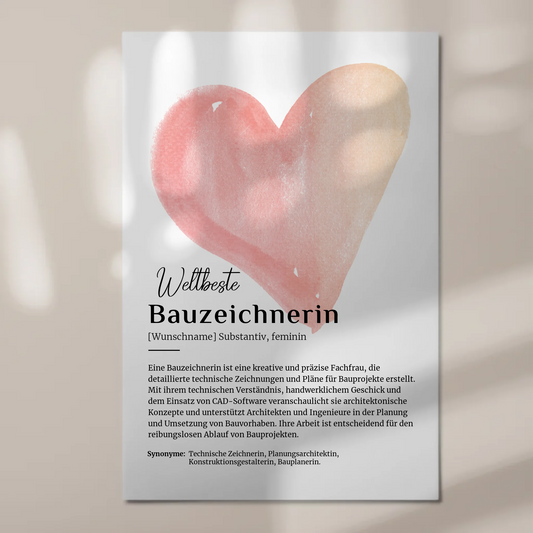Fotoboard Magnetisch Bauzeichnerin mit Namen Geschenkidee