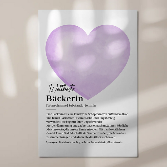 Fotoboard Magnet Wandbild Bäckerin mit Namen Geschenkidee