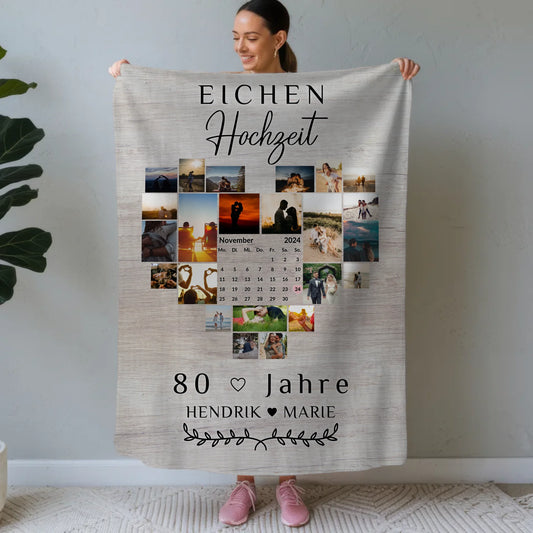 Personalisierte Decke zum 80 Hochzeitstag Eichenhochzeit Geschenk