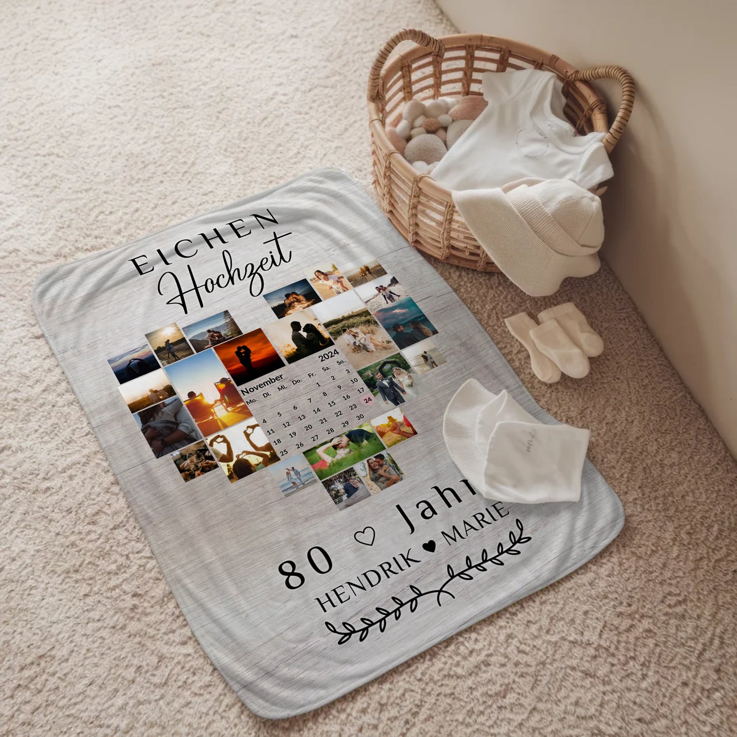 Personalisierte Decke zum 80 Hochzeitstag Eichenhochzeit Geschenk