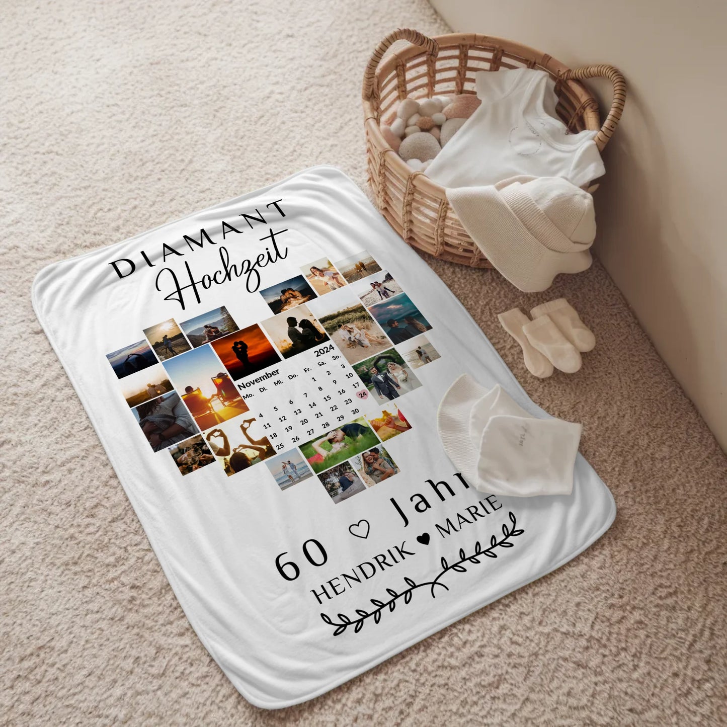 Personalisierte Kuscheldecke Geschenk 60 Hochzeitstag