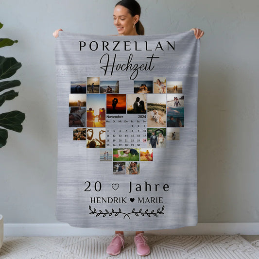 Fotodecke zum 20. Hochzeitstag - Geschenk Porzellanhochzeit