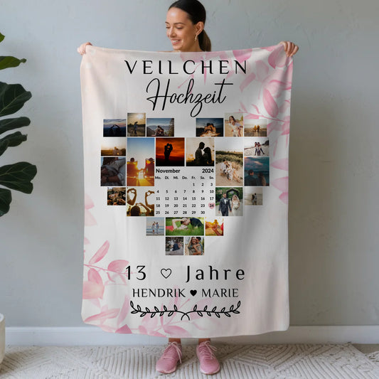 Kuscheldecke Mit Foto 13 Hochzeitstag Veilchenhochzeit Geschenk