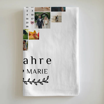 Personalisierte Decke Geschenk zum 14 Hochzeitstag Elfenbein